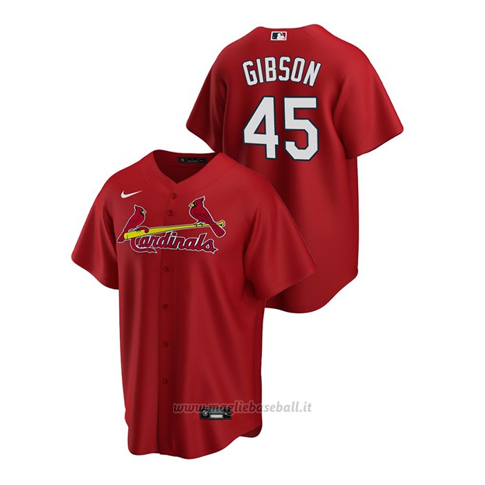 Maglia Baseball Uomo St. Louis Cardinals Bob Gibson Replica Alternato Rosso